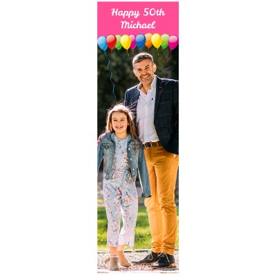 with Balloons Design (Pink) 200cm x 60cm (70gsm) (Personalised with Text)