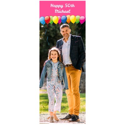 with Balloons Design (Pink) 200cm x 75cm (70gsm) (Personalised with Text)