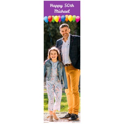 with Balloons Design (Purple) 200cm x 60cm (70gsm) (Personalised with Text)