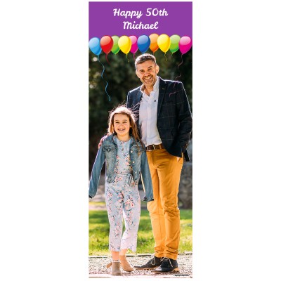 with Balloons Design (Purple) 200cm x 75cm (70gsm) (Personalised with Text)