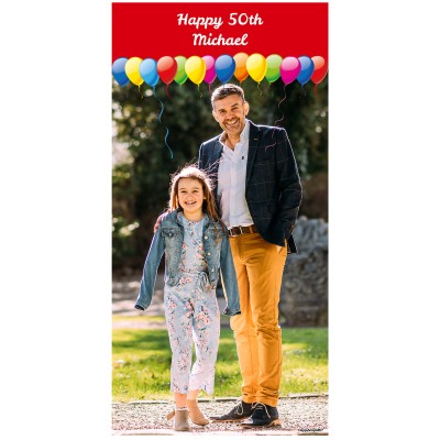 with Balloons Design (Red) 200cm x 100cm (70gsm) (Personalised with Text)