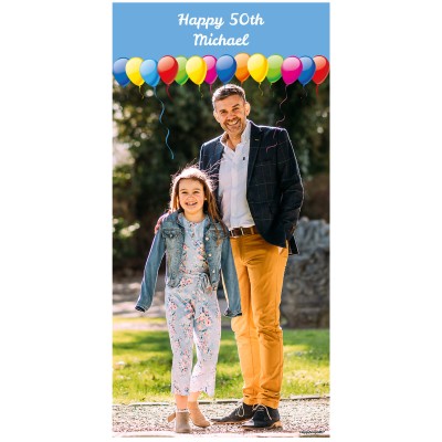 with Balloons Design (Sky Blue) 200cm x 100cm (70gsm) (Personalised with Text)