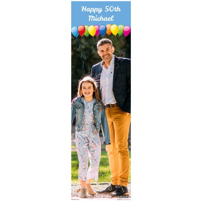 with Balloons Design (Sky Blue) 200cm x 60cm (70gsm) (Personalised with Text)