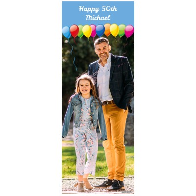 with Balloons Design (Sky Blue) 200cm x 75cm (70gsm) (Personalised with Text)