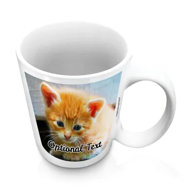 (10oz White) with 2 Photos Printed Front & Back (Personalised with Text)