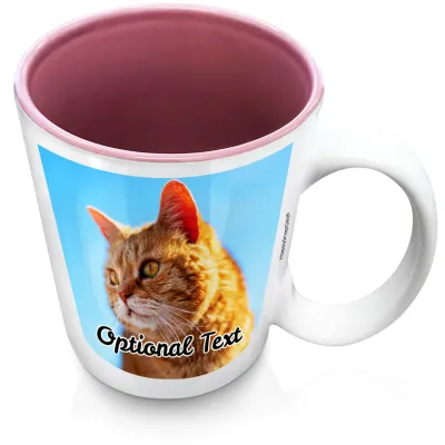 (XL 15oz Pink) with 1 Photo Printed Front & Back (Personalised with Text)