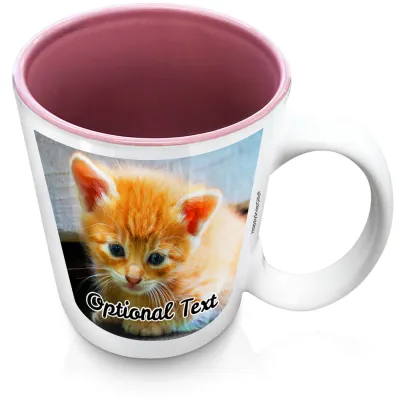 (XL 15oz Pink) with 2 Photos Printed Front & Back (Personalised with Text)