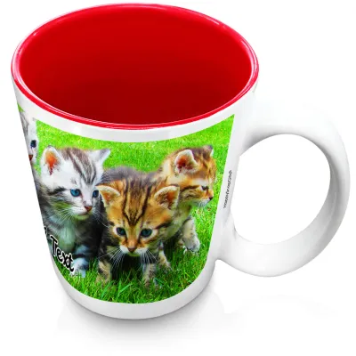 (XL 15oz  Red) with 1 Wrapped Around Image (Personalised with Text)