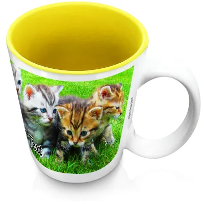 (XL 15oz Yellow) with 1 Wrapped Around Image (Personalised with Text)