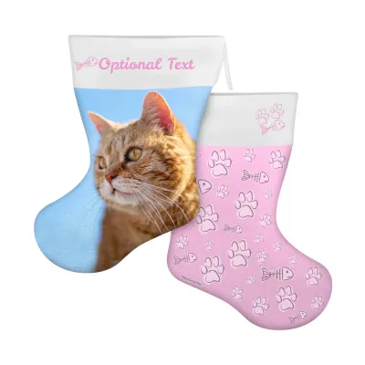 (25cm) Cat Paws & Fish Theme Baby Pink Soft Velvet Polyester Fabric (Personalised with Text)