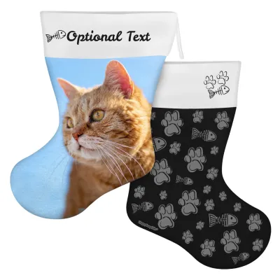 (45cm) Cat Paws & Fish Theme Black Soft Velvet Polyester Fabric (Personalised with Text)