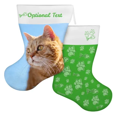 (45cm) Cat Paws & Fish Theme Bright Green Soft Velvet Polyester Fabric (Personalised with Text)