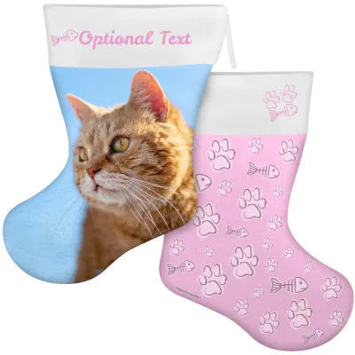 (55cm) Cat Paws & Fish Theme Baby Pink Soft Velvet Polyester Fabric (Personalised with Text)