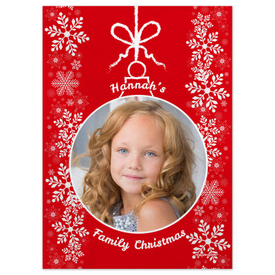 (57cm x 40cm) - Snowflakes on Red Design Mock Suede Polyester Fabric 1 Photo to Front (Personalised with Text)