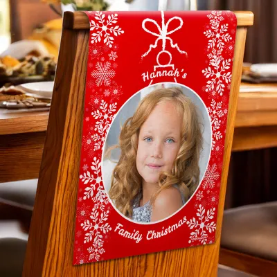 (60cm x 40cm) Pack of 4 - Snowflakes on Red Design Mock Suede Polyester Fabric 4 Photos (1 Photo on Each Item) (Personalised with Text)