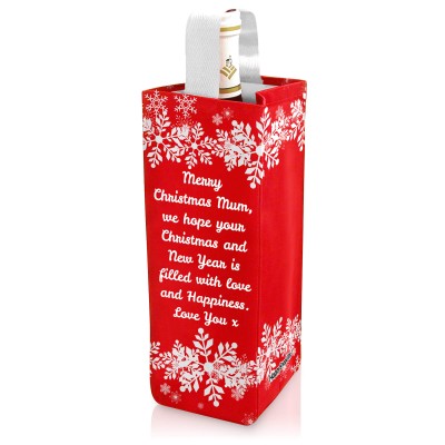 Regular (22cm x 10cm) - Snowflakes on Red Design Mock Suede Polyester Fabric (Personalised with Text)