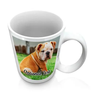 (10oz White) with 1 Photo Printed Front & Back (Personalised with Text)