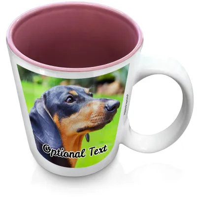 (XL 15oz Pink) with 2 Photos Printed Front & Back (Personalised with Text)