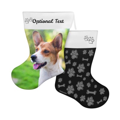 (25cm) Paws & Bones Theme Black Soft Velvet Polyester Fabric (Personalised with Text)