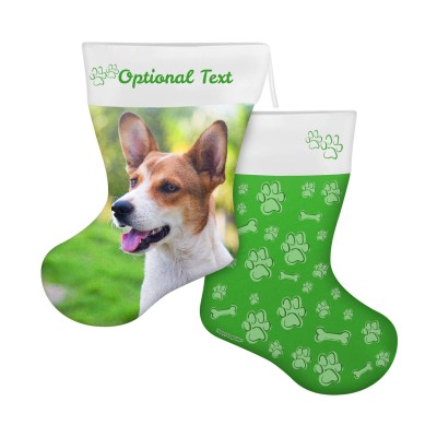 (25cm) Paws & Bones Theme Bright Green Soft Velvet Polyester Fabric (Personalised with Text)