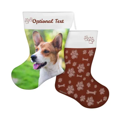 (25cm) Paws & Bones Theme Brown Soft Velvet Polyester Fabric (Personalised with Text)