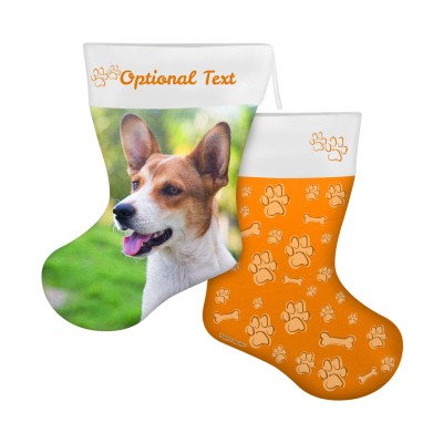 (25cm) Paws & Bones Theme Burnt Orange Soft Velvet Polyester Fabric (Personalised with Text)