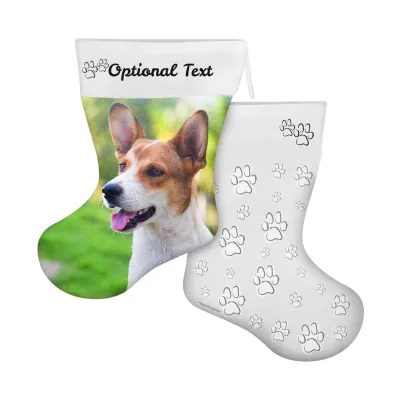 (25cm) Paws & Bones Theme White Soft Velvet Polyester Fabric (Personalised with Text)