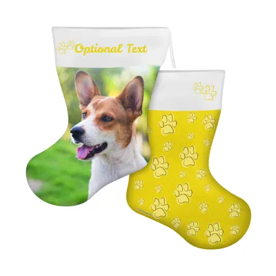 (25cm) Paws & Bones Theme Yellow Soft Velvet Polyester Fabric (Personalised with Text)