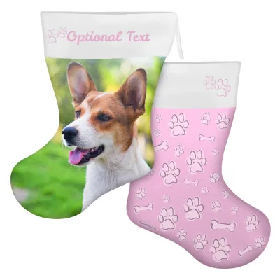 (45cm) Paws & Bones Theme Baby Pink Soft Velvet Polyester Fabric (Personalised with Text)