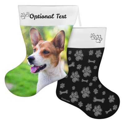 (45cm) Paws & Bones Theme Black Soft Velvet Polyester Fabric (Personalised with Text)