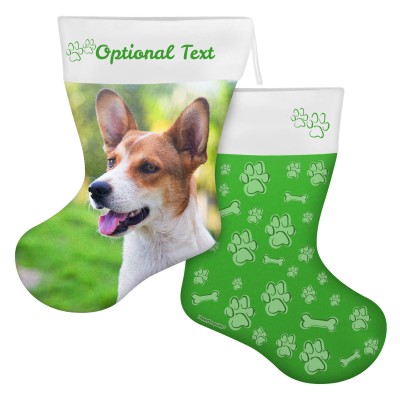 (45cm) Paws & Bones Theme Bright Green Soft Velvet Polyester Fabric (Personalised with Text)