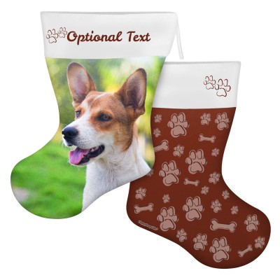 (45cm) Paws & Bones Theme Brown Soft Velvet Polyester Fabric (Personalised with Text)