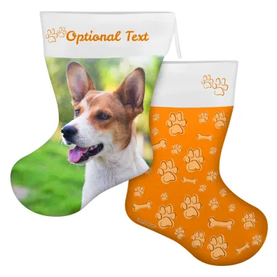 (45cm) Paws & Bones Theme Burnt Orange Soft Velvet Polyester Fabric (Personalised with Text)