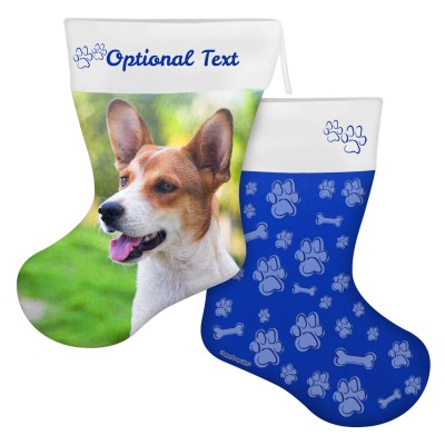 (45cm) Paws & Bones Theme Royal Blue Soft Velvet Polyester Fabric (Personalised with Text)