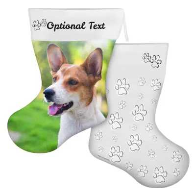 (45cm) Paws & Bones Theme White Soft Velvet Polyester Fabric (Personalised with Text)