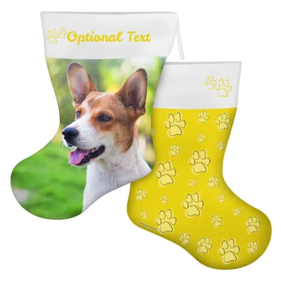 (45cm) Paws & Bones Theme Yellow Soft Velvet Polyester Fabric (Personalised with Text)