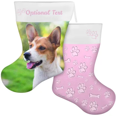 (55cm) Paws & Bones Theme Baby Pink Soft Velvet Polyester Fabric (Personalised with Text)