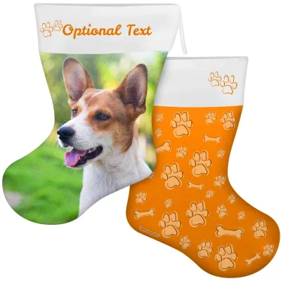 (55cm) Paws & Bones Theme Burnt Orange Soft Velvet Polyester Fabric (Personalised with Text)