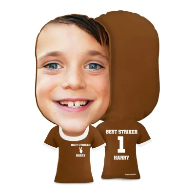 Regular Size (Two Finger Icon) Brown Soft Velvet Polyester Fabric (Personalised with Text)