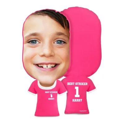 Regular Size (Two Finger Icon) Hot Pink (Fuchsia) Soft Velvet Polyester Fabric (Personalised with Text)