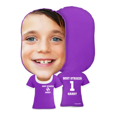 Regular Size (Football Icon) Purple Soft Velvet Polyester Fabric (Personalised with Text)