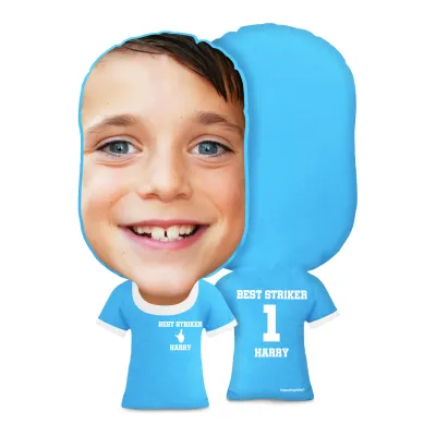 Regular Size (Single Finger Icon) Sky Blue Soft Velvet Polyester Fabric (Personalised with Text)