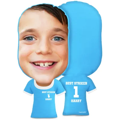 XL Size (Two Finger Icon) Sky Blue Soft Velvet Polyester Fabric (Personalised with Text)