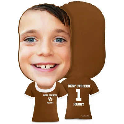 XL Size (Football Icon) Brown Soft Velvet Polyester Fabric (Personalised with Text)