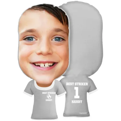 XL Size (Football Icon) Grey Soft Velvet Polyester Fabric (Personalised with Text)