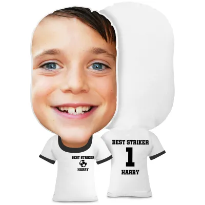 XL Size (Football Icon) White Soft Velvet Polyester Fabric (Personalised with Text)