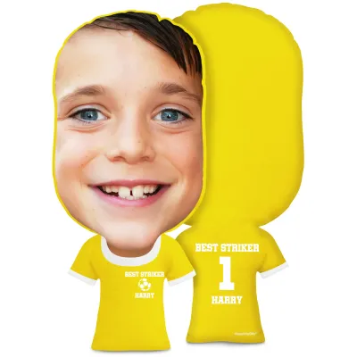 XL Size (Football Icon) Yellow Soft Velvet Polyester Fabric (Personalised with Text)