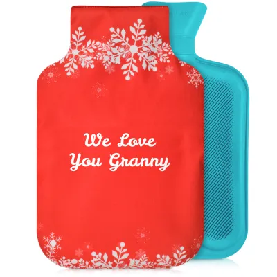 2 Litre - Snowflakes on Red Design Soft Velvet Polyester Fabric (Personalised with Text)