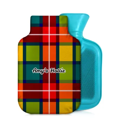 800ml - Tartan Check Soft Velvet Polyester Fabric and Removable Cover (Personalised with Text)