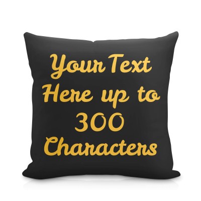(25cm Square) Black & Gold Soft Velvet Polyester Fabric with Removable Cover (Zip) (Personalised with Text)